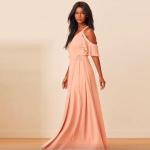 Lulu's One Shoulder Peach Maxi Dress
